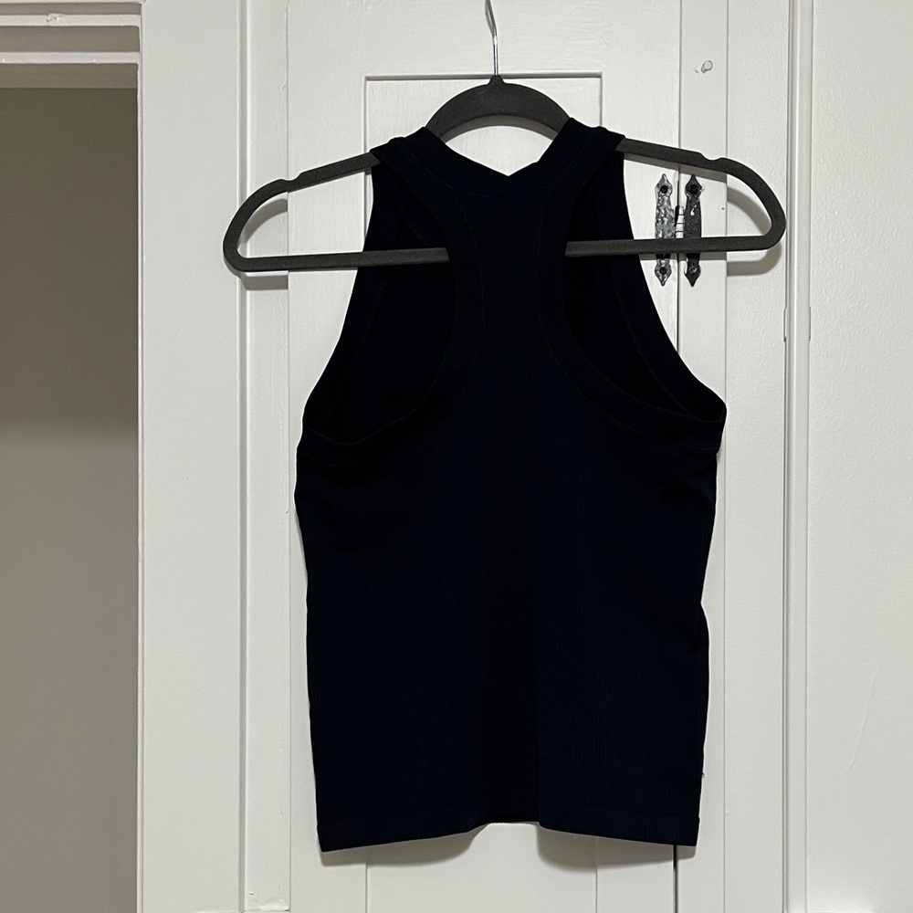 Athleta Navy Ribbed High-Neck Tank Top - Picture 2 of 2